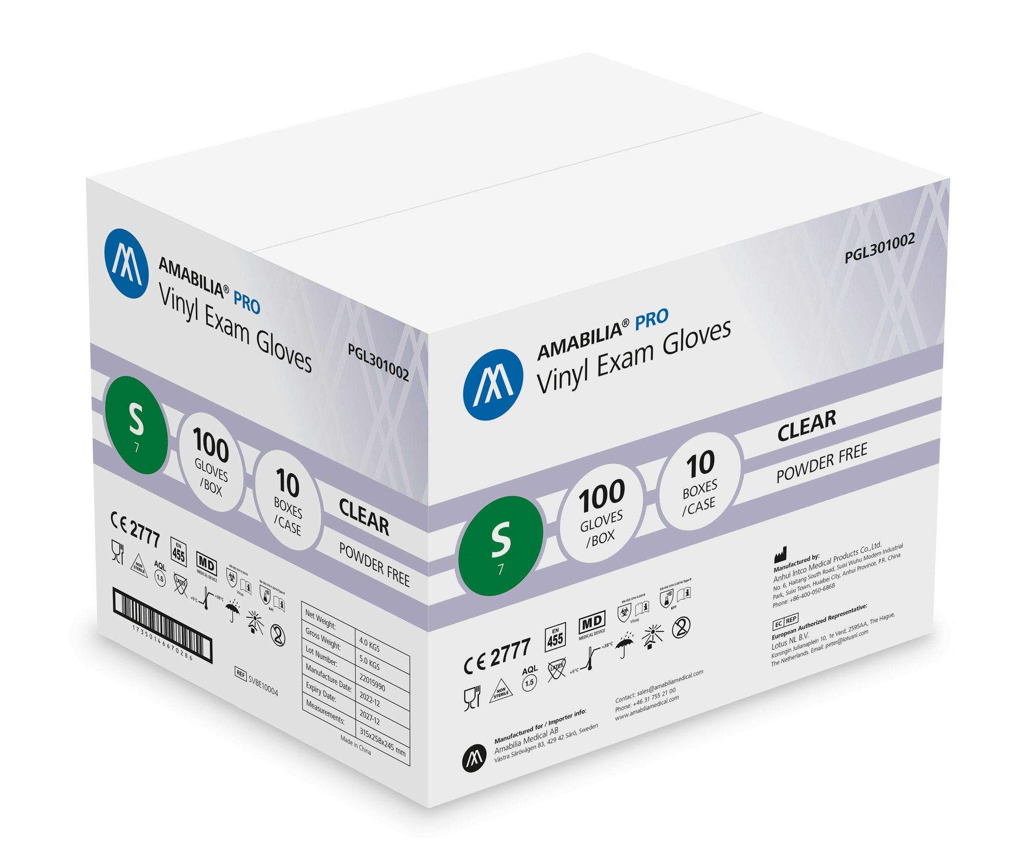Vinylhandskar Transparent S 100st Amabilia Pro