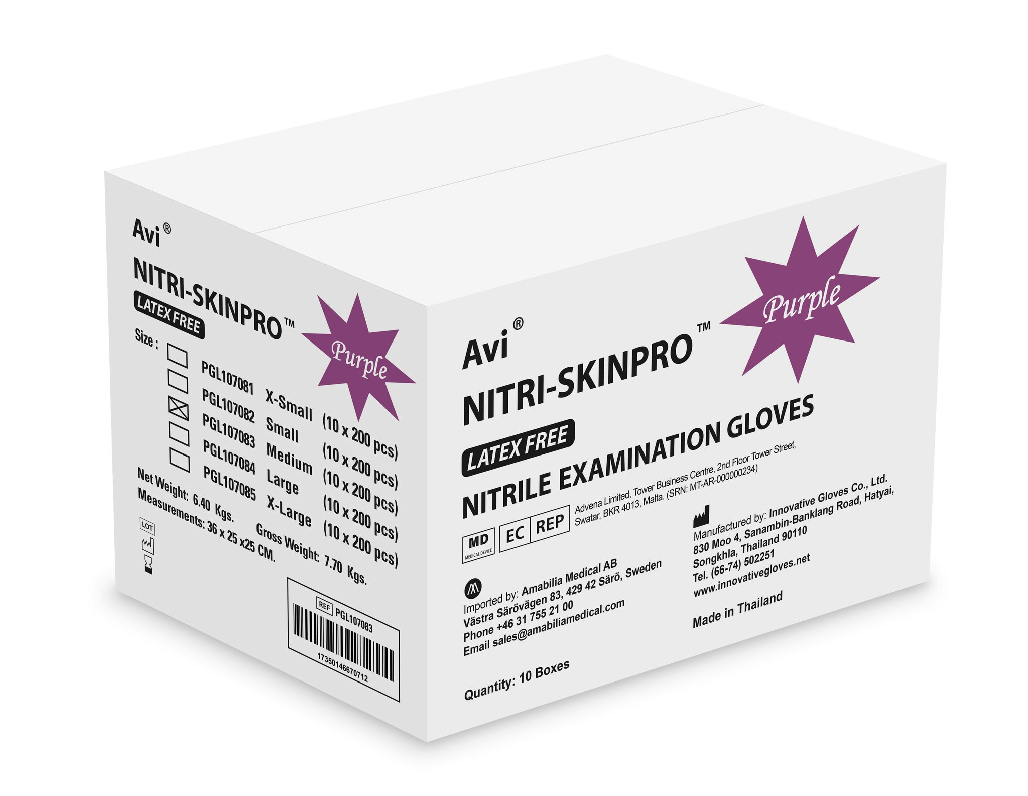 Nitrile SkinPro Gloves Purple M 200pcs