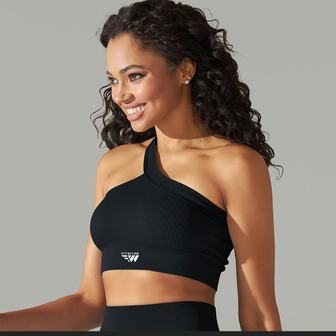 Fitwyze Black Ribbed Seamless Sport-bh