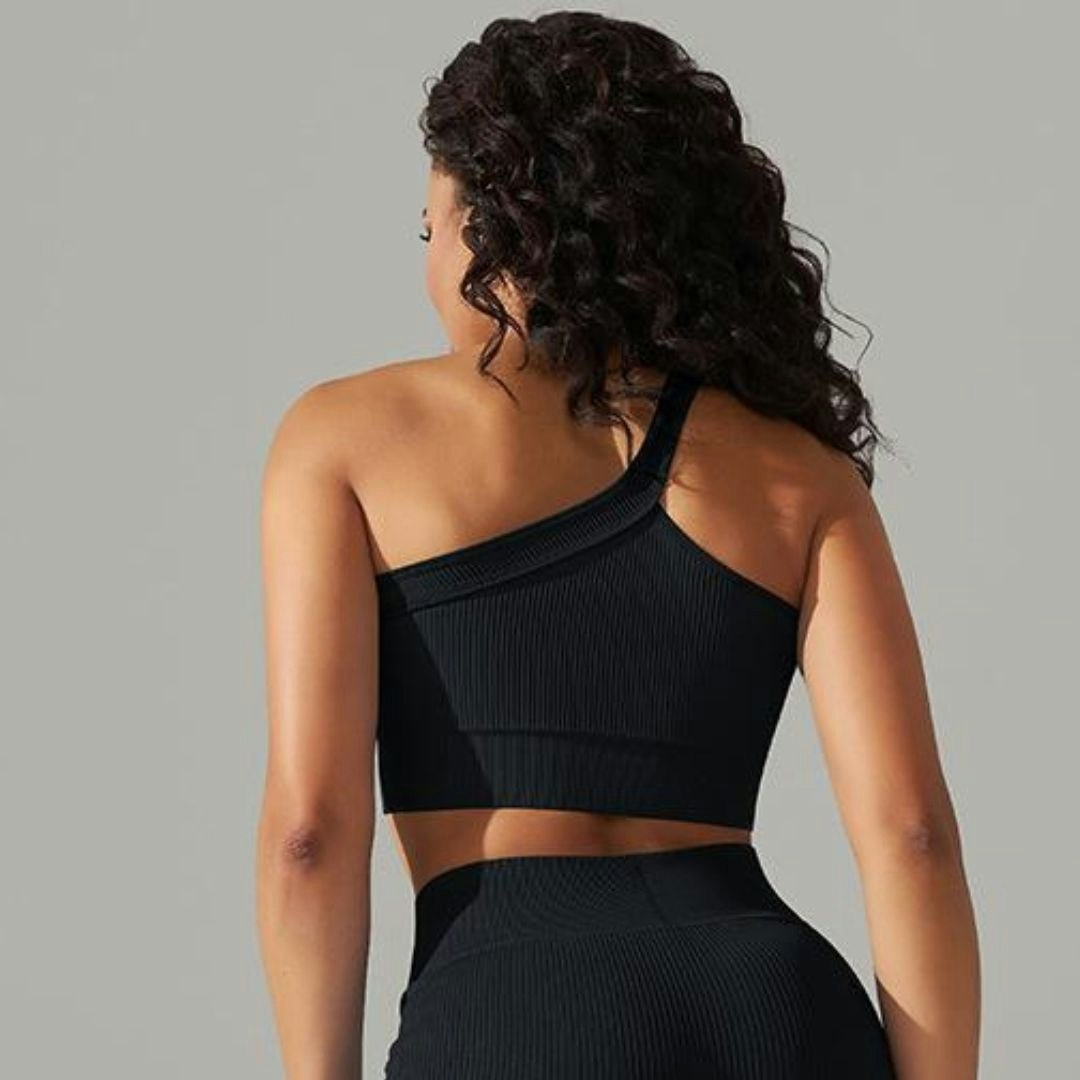 Fitwyze Black Ribbed Seamless Sport-bh