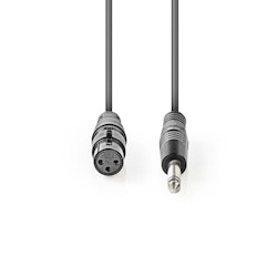 Nedis 3m XLR 3pin hun til jack 6,35mm kabel han