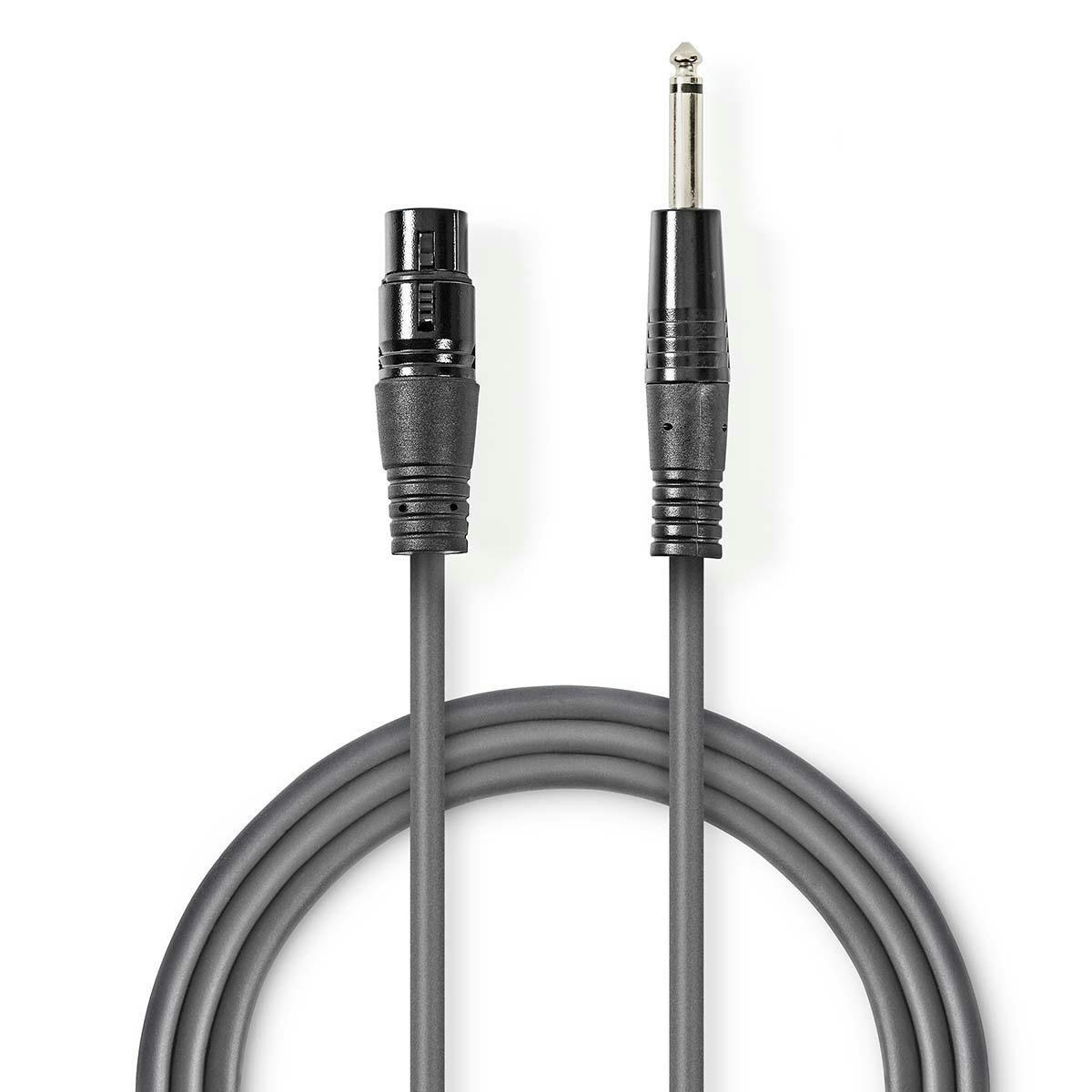 Nedis 10m XLR 3pin hun til jack 6,35mm kabel han