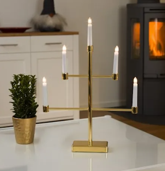 Premium 5armet Lysestake i Bronse/Gull