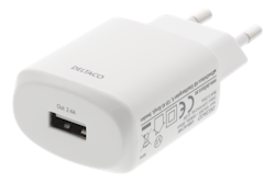 Vegglader 1x USB-A, 2.4A, 100V / 240V Hvit