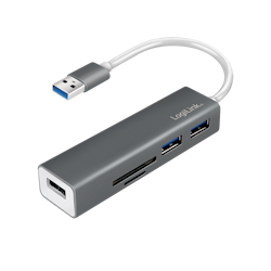 Logilink USB 3.0, 3-port hub med kortleser *