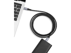 USB-C kabel 3m (sort) PD100W, støtter lading av laptop, flettet kabel for å unngå knuter