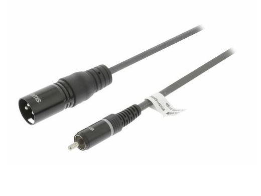 Sweex XLR Mono Cable XLR 3-Pin Male to RCA Male 3m Dark Grey