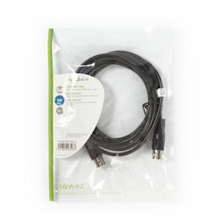 DIN Audio Cable DIN 5-Pin Male | DIN 5-Pin Male | Nickel Plated | 3.00 m | Round | PVC | Black | Polybag