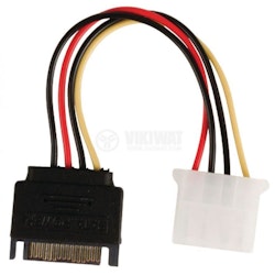 Power cable, SATA 15-Pin/m - Molex/f, 150mm, VLCB73530V015, Valueline