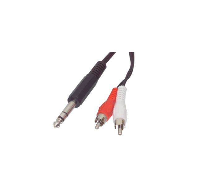 CABLE 6.35MM STEREO JACK PLUG 2X RCA MALE PLUGS CABLE 1.50 M-413