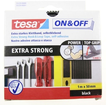TESA On & off ekstra sterk borrelås, 50mm x 1000mm