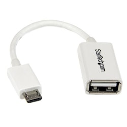 STARTECH 5in White Micro USB to USB OTG Host Adapter M/F - Micro USB Male to USB A Female On-The-Go Host Cable Adapter - White/Black