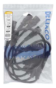 DELTACO IEC C14 to 5x IEC C13 Power cable, 1m, 10A/250V, Y-Splitter, black