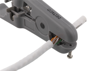 Universal cable stripper, cutting function, for round and flat cable, gray