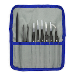 Kingsdun tip set, 8 parts, ESD, tweezers, black