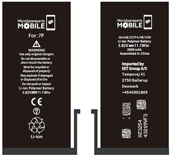 CoreParts Battery for iPhone 7 Plus 11.02Wh Li-ion 3.8V 2900mAh for iPhone 7 plus, A1661, A1784, A1785, A1786