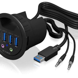 4 Port USB 3.0 In-Desk Hub 4x USB 3.0 Type-A med audio in-/output, 120cm USB-kabel
