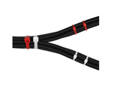 Strips / Buntband, 100mm & 200mm, 200-pack, rød/hvit