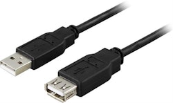USB 2.0 kabel Type A output – Type A input, 5m, svart