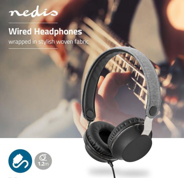 On-Ear hodetelefoner med kabel 3.5 mm | Kabellengde: 1.20 m | Grå / Sort