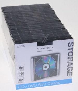 CD SLIM 50B SLIM CD-ORGANISER TIL ENKELT CD , 50STK PR PK. SVART
