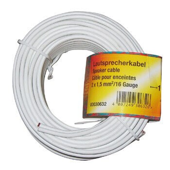 Høyttalerkabel Lengde: 10 m Farge: Hvit 2 x 1,5mm2