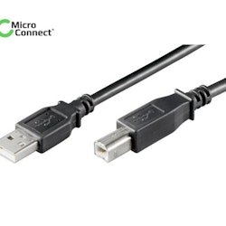 USB Kabel 1,8m A-B Han-Han, Sort