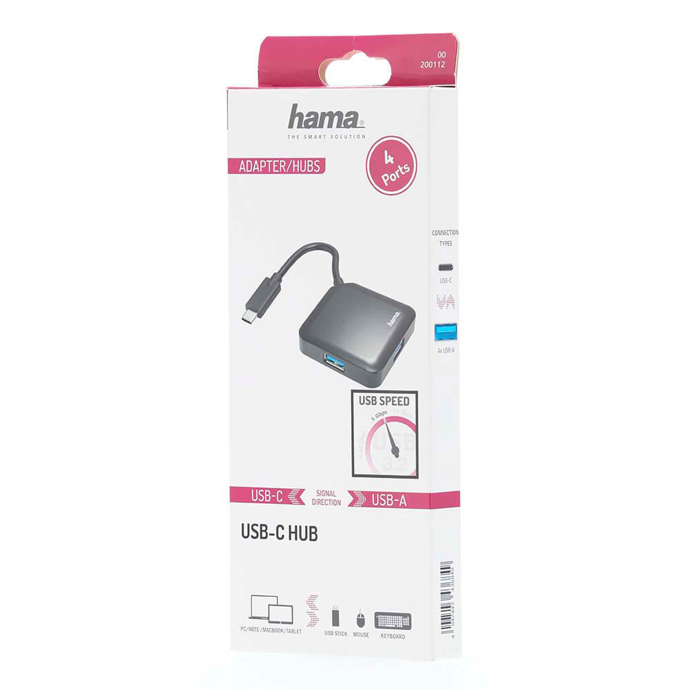 HAMA Hub USB-C til 4x USB-A Porter 5 Gbit/s