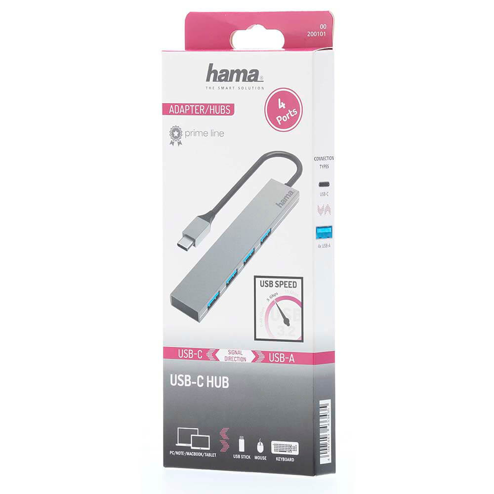 HAMA Hub USB-C til 4x USB-A Porter 5 Gbit/s