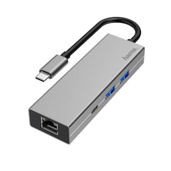 HAMA Adapter USB-C Multi 4x Porter LAN, USB-C-USB-A
