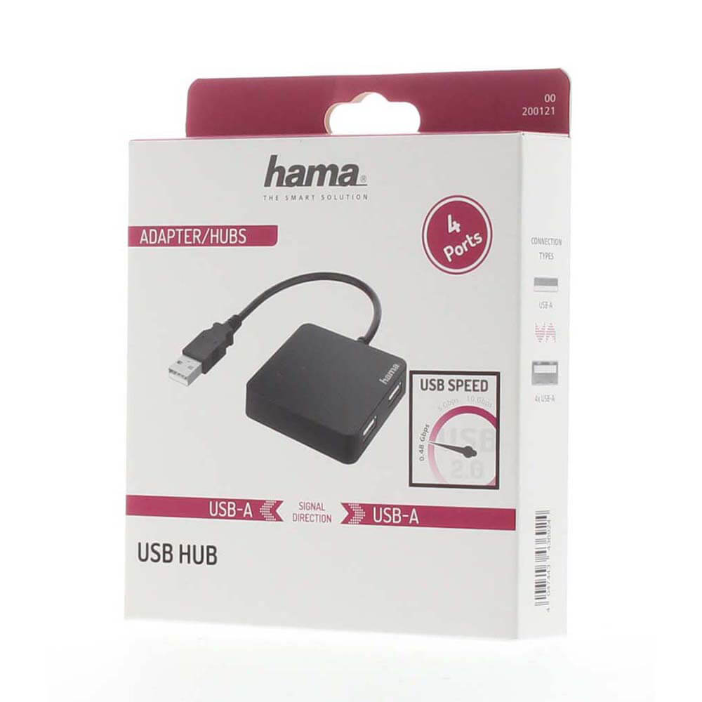 HAMA Hub USB-A 2.0 4x Porter 480 Mbit/s