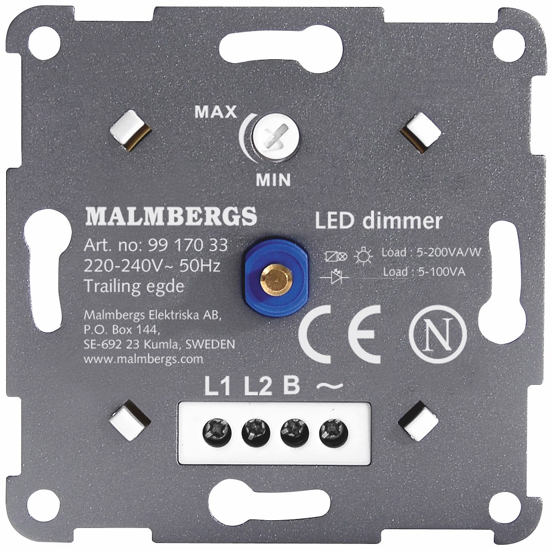 LED DIMMER, 5-100W LED, HVIT, 1-POL/TRAPP