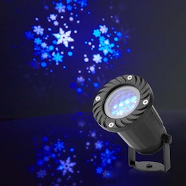 LED snøfnugg projektor, Hvite og blå iskrystaller, Innendørs eller utendørs