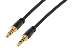 3 5mm jack 4 pin Super Slim Minijack 3.5mm kabel 4pin sort 1.5m 150cm