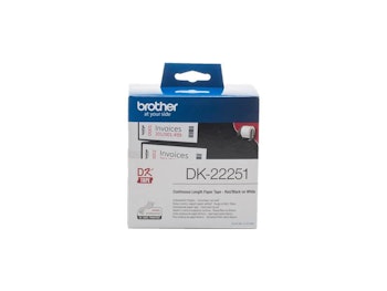 Brother original DK22251 papir taperull i løpende lengde - sort og rød skrift på hvit, 62 mm