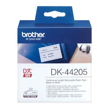 Brother original DK44205 avtagbar taperull i papir i løpende lengde - sort på hvit, 62 mm bred
