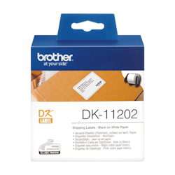 Brother original DK11202 forsendelsesetikett - sort på hvit, 62 mm x 100 mm