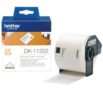 Brother original DK11202 forsendelsesetikett - sort på hvit, 62 mm x 100 mm