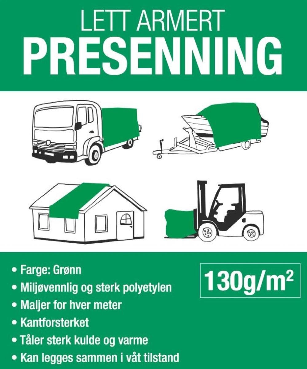 Presenning grønn 4x6m 130gr/m2