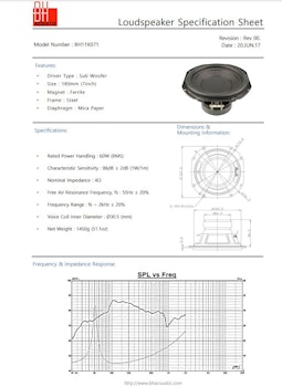 7" Samsung Subwoofer 60W RMS ah59-02446a