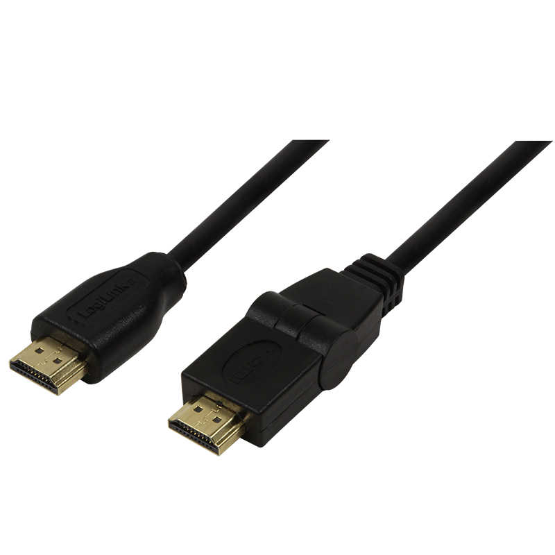 LOGILINK 180° roterbar HDMI kabel 1,8m A/M to A/M, 4K/24 Hz, sort, 1.8 m