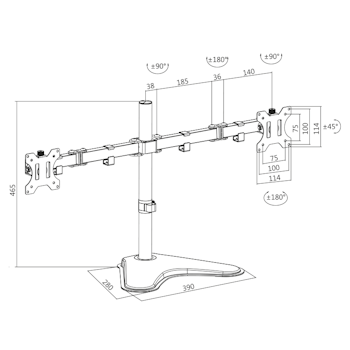 LOGILINK Dual monitor stand, 13–32", steel, arm length: each 460 mm