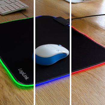 LOGILINK Gaming musmatte, velg mellom 8 RGB farger. 26x35cm