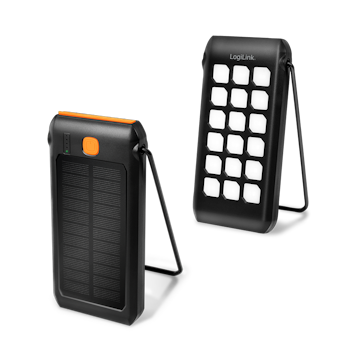 LOGILINK 10000mAh powerbank m/Solcelle med LED lommelykt