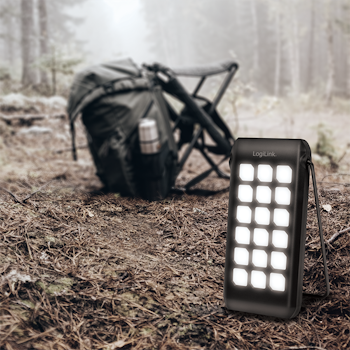 LOGILINK 10000mAh powerbank m/Solcelle med LED lommelykt