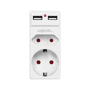 LOGILINK Genialt Strømadapter med strømuttak og 2x USB
