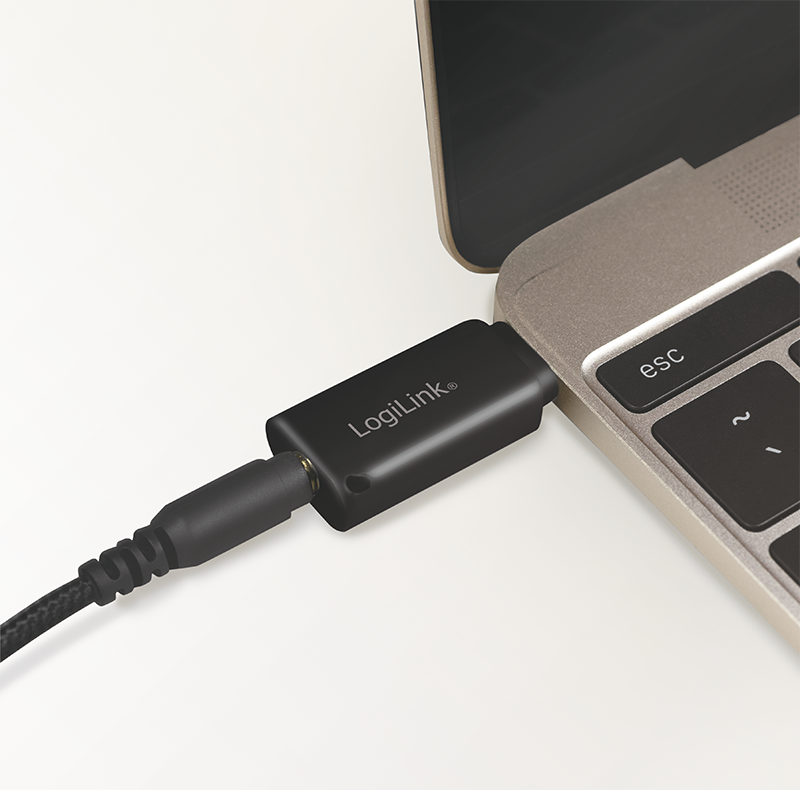 LOGILINK USB 3.2 lydadapter, USB-C/M to 3.5 mm/F, sort