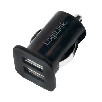 LOGILINK USB billader, 2x USB ports, 10.5W Ink. Antiskli matte SORT