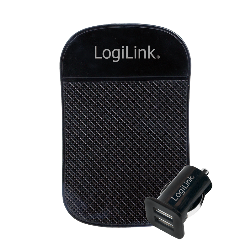 LOGILINK USB billader, 2x USB ports, 10.5W Ink. Antiskli matte SORT