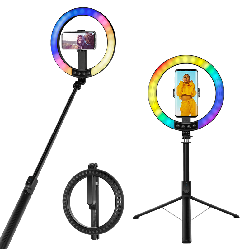 LOGILINK Smartphone ring light with selfie stick tripod, remote shutter, Ø 25 cm